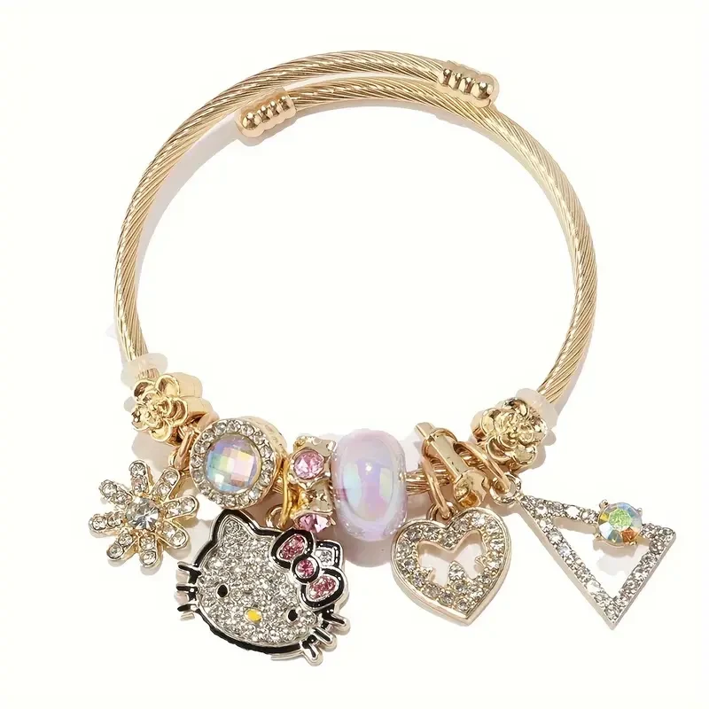 Sanrio Hello Kitty Charm Bracelet with Synthetic Synthetic Zirconia Pendant