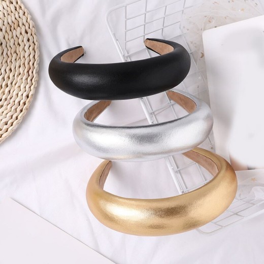 Leather Sponge Thicken Cloth Wide Side Headband