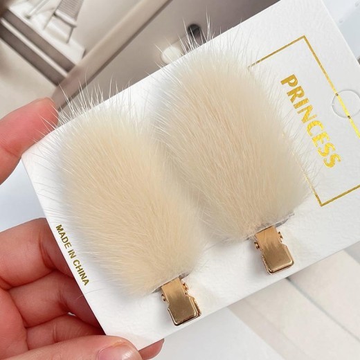 Fashion Women's Mink Hair Seamless Plush Hairpin