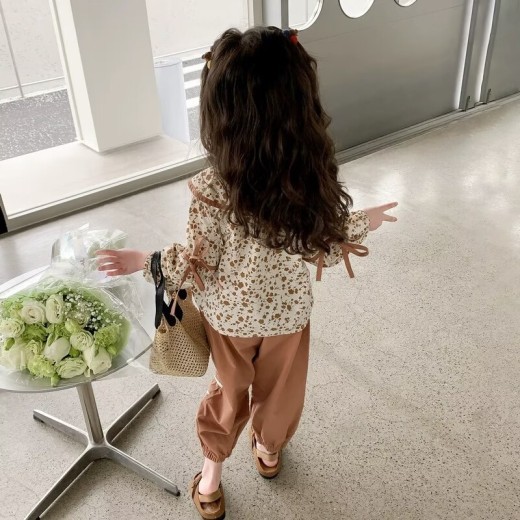 Girls' Floral Bow Two-piece Set