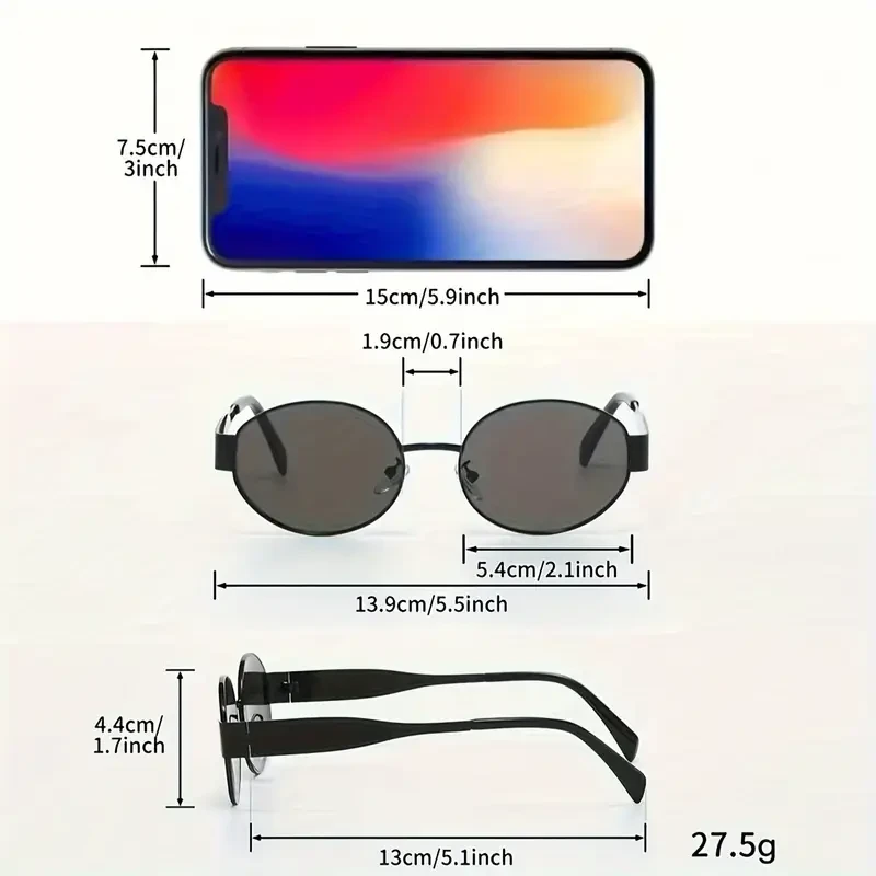 Preppy Style Oval Glasses with Polished Metal Frame