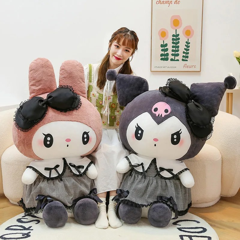 Oversized Sanrio Hello Kitty, Kuromi, and Melody Stuffed Toys
