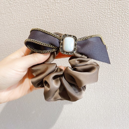 Women's Fabric Bow Knot Chain Hair Tie Temperament Headwear