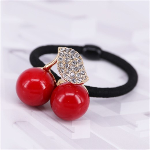 Small And Cute Rhinestone Cherry Hair Rope