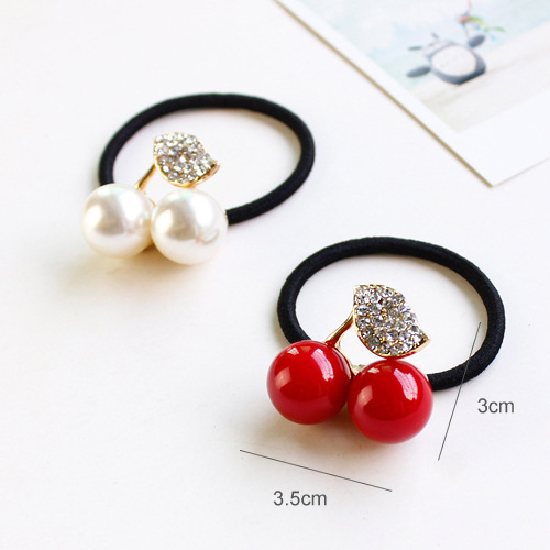Small And Cute Rhinestone Cherry Hair Rope