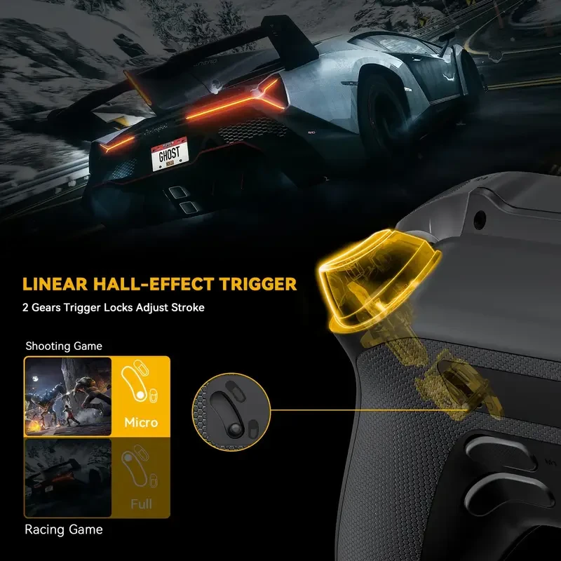 (No Drift)Interactive Screen Wireless Gaming Controller for PC/Switch/iOS/Android/Steam Deck