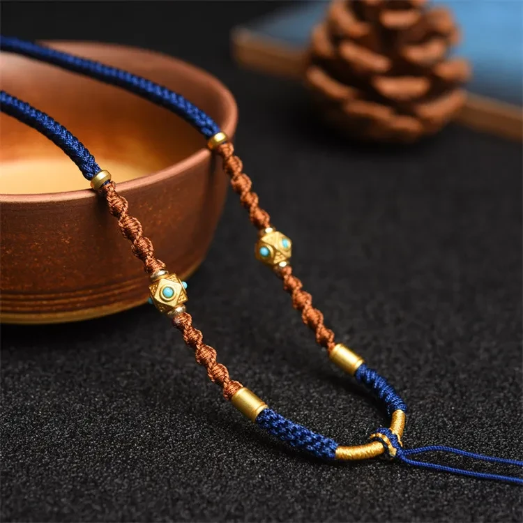 Handmade Pendant Braid Lanyard Emerald Round Jade Pendant Necklace Rope Men And Women