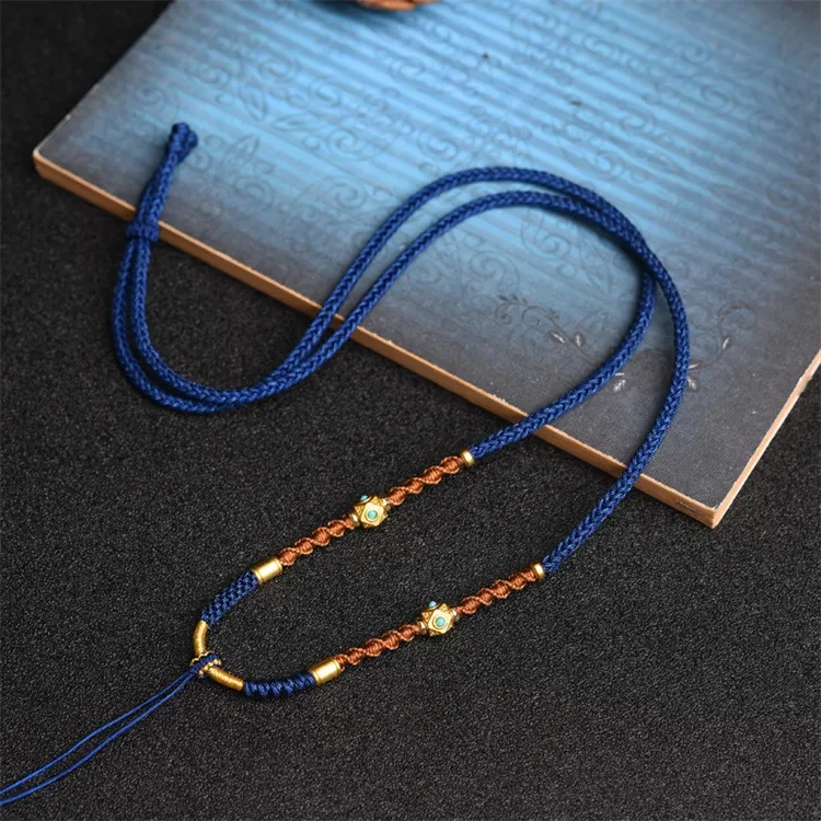 Handmade Pendant Braid Lanyard Emerald Round Jade Pendant Necklace Rope Men And Women