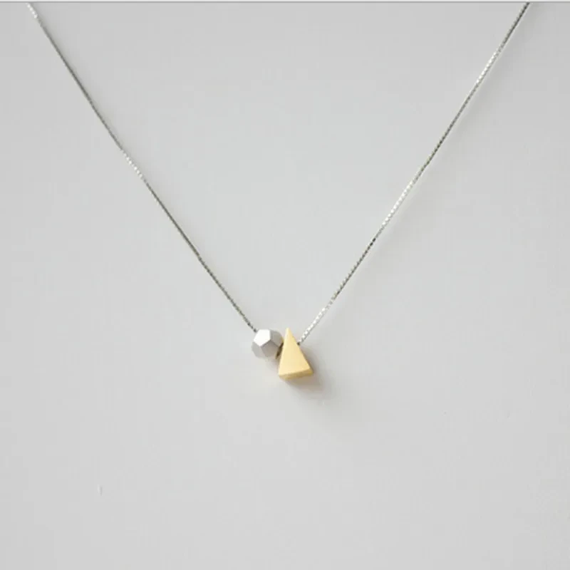Silver gilded sketch geometry pendant