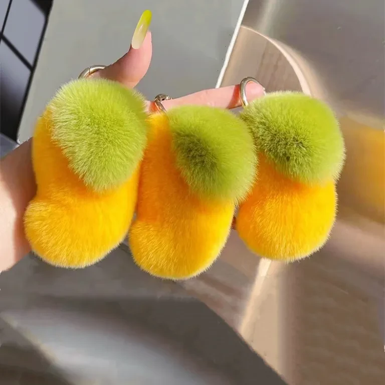 Rabbit Fur Mango Car Key Ring Pendant