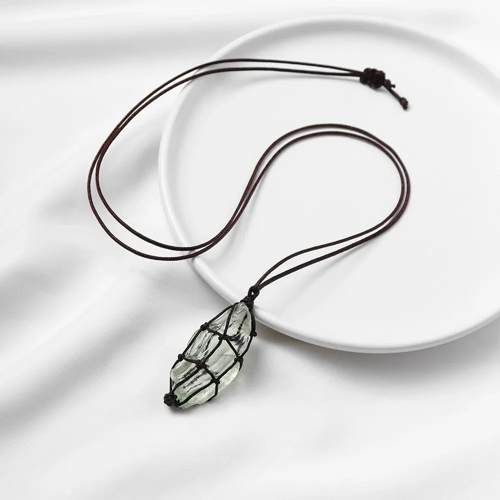 Woven Mesh Pendant Necklace Power Stone