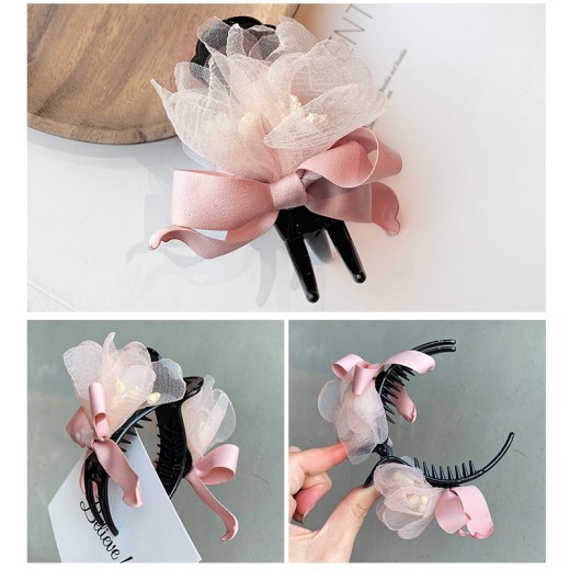 Hairpin back head grabbing clip Korean version of flower hair grabbing medium Korean fabric hairpin