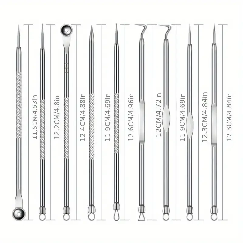 9pcs Stainless Steel Acne Removal Tool Set