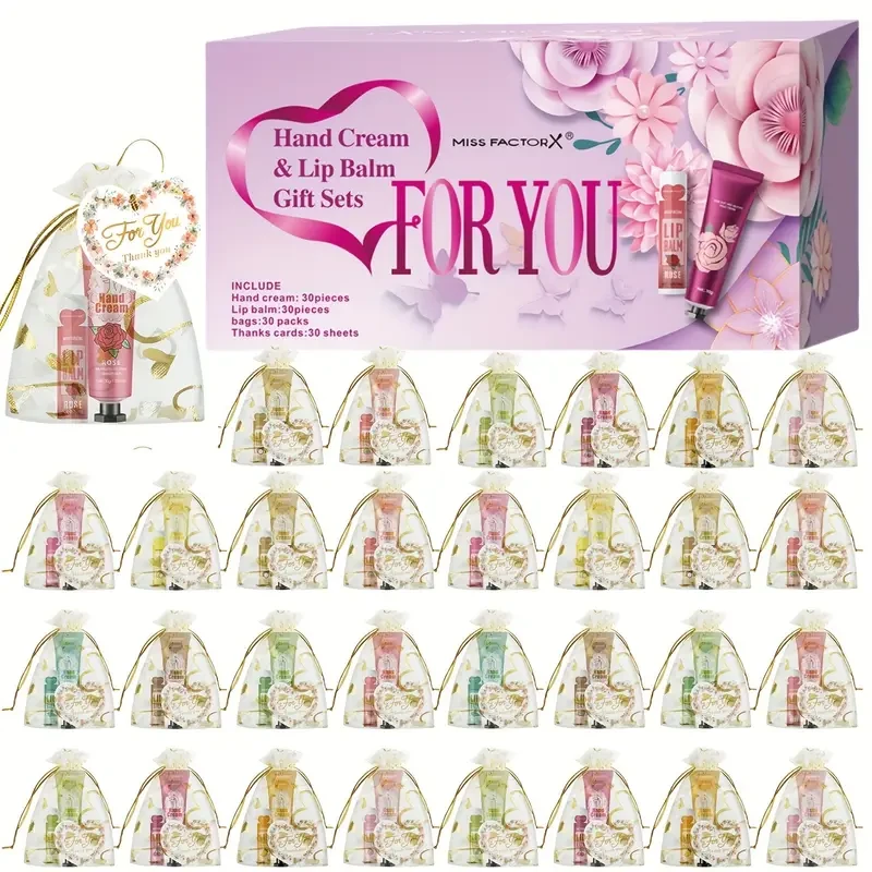 Miss FactorX 30pcs Gift Set: Hand Cream & Lip Balm Duos in 12 Scents