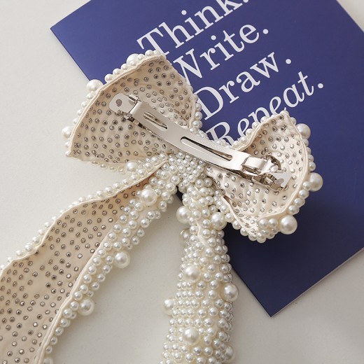 Pearl Bow Barrettes Women's Fashion