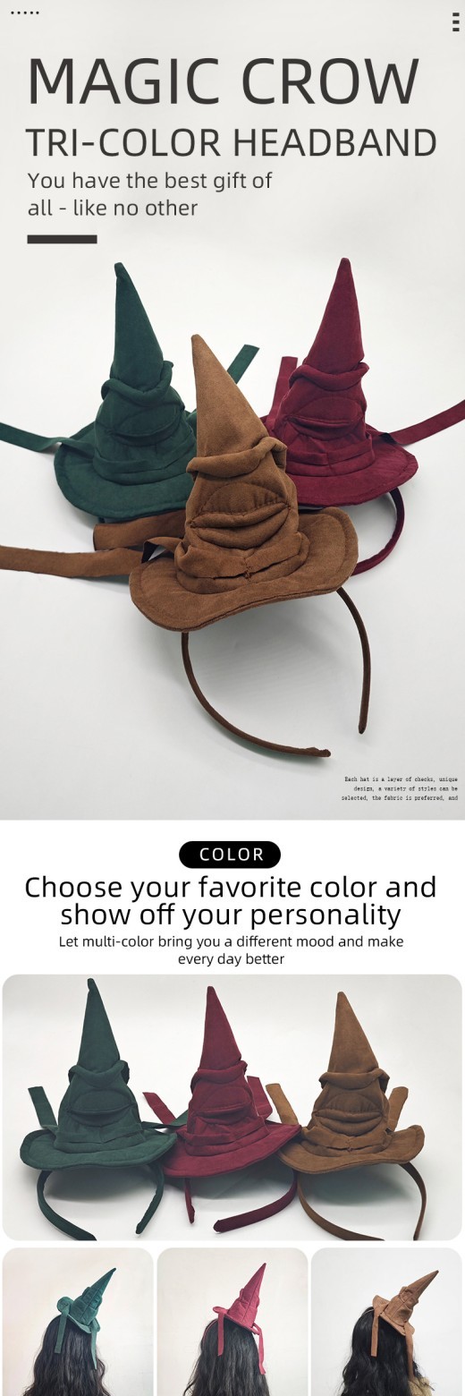 Halloween Day Party Photo Props Magic Witch Hat Headband