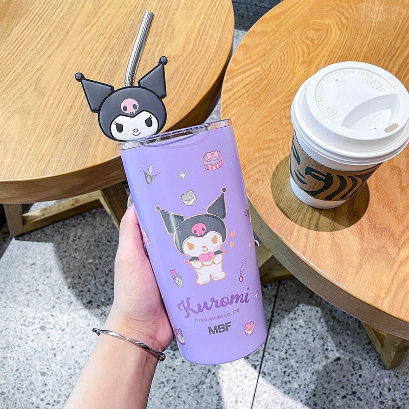 Sanrio Hello Kitty Straw Cup  Cinnamoroll, Cute Cartoon Kuromi, Heat Preservation, Cold Insulation, Stainless Steel Water Cup, Perfect Gifts