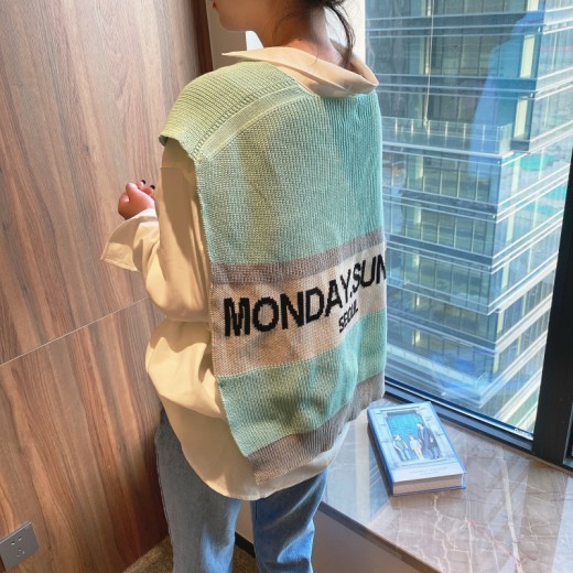 Knitted Large Shawl Letter Fake Sweater Large Size Outside