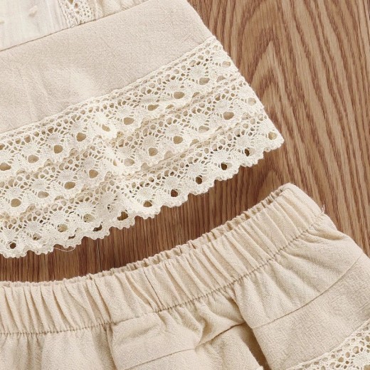 Lace Sleeveless Shorts Two-piece Suit