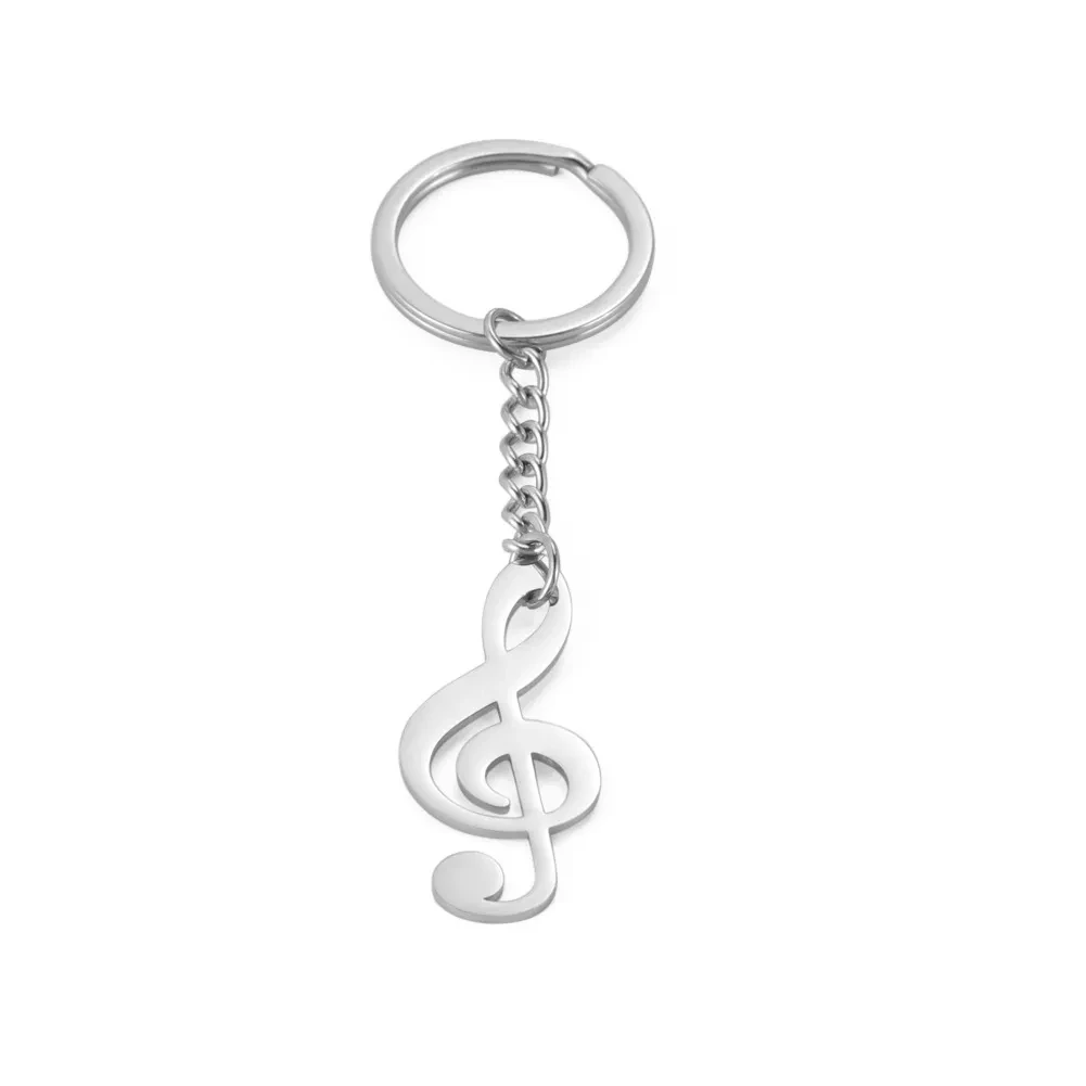 All-match Design Music Student Love Single Item Note Pendant Stainless Steel Key Ring