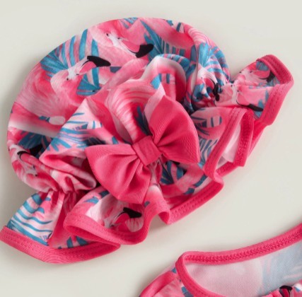 Girl's Swimsuit Flower Strawberry Print Long Sleeve Triangle One-piece