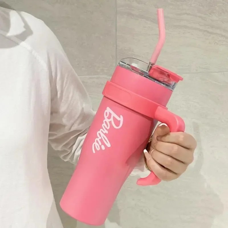 MINISO Barbie Co-Branded 1600ML Large-Capacity Stainless Steel Water Cup  Thermal Insulation, Pink, Girls Water Bottle
