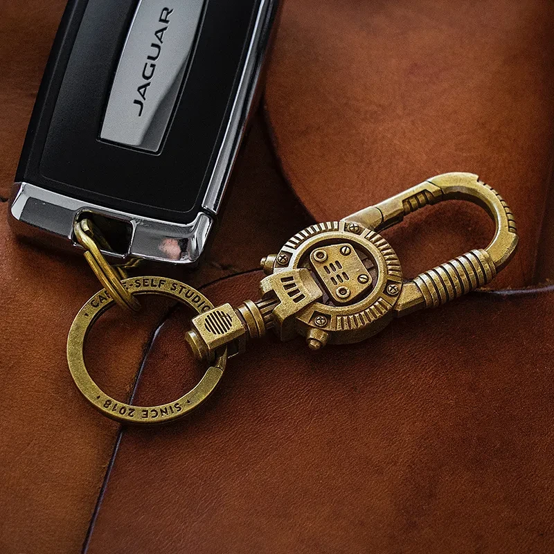 Pure Brass Mechanical Retro Steampunk Keychain Bag Pendant