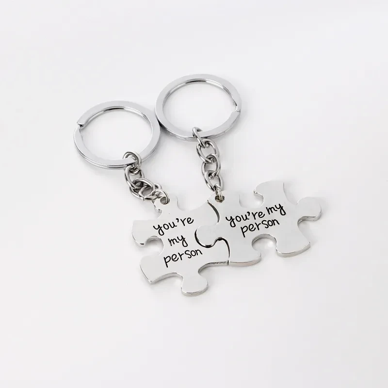 Alphabet Puzzle Keychain Alloy Small Pendant