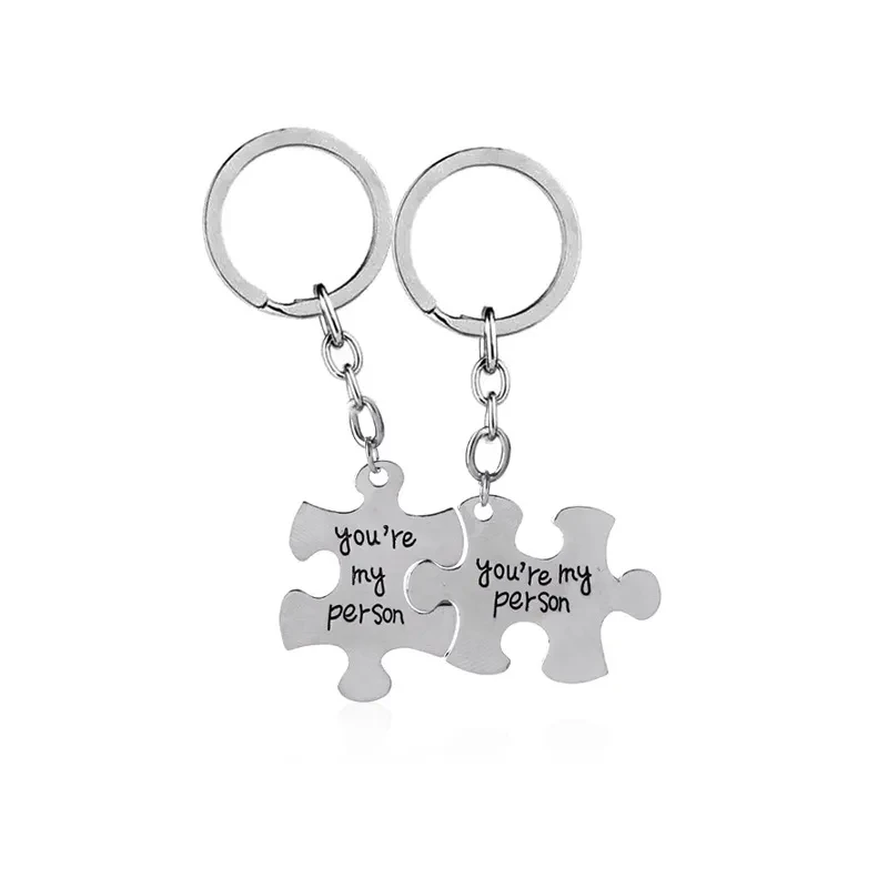 Alphabet Puzzle Keychain Alloy Small Pendant