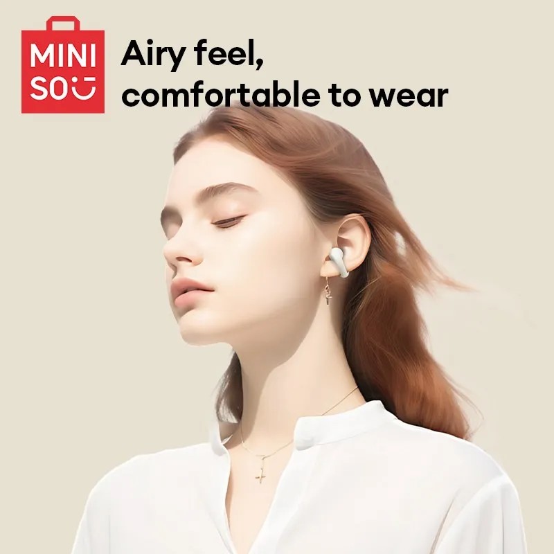 Original MINISO MCT09 Wireless Bluetooth V5.3 Earphones  Touch Control Ear Clip Music Earbuds, Sport Running Headset with Mic