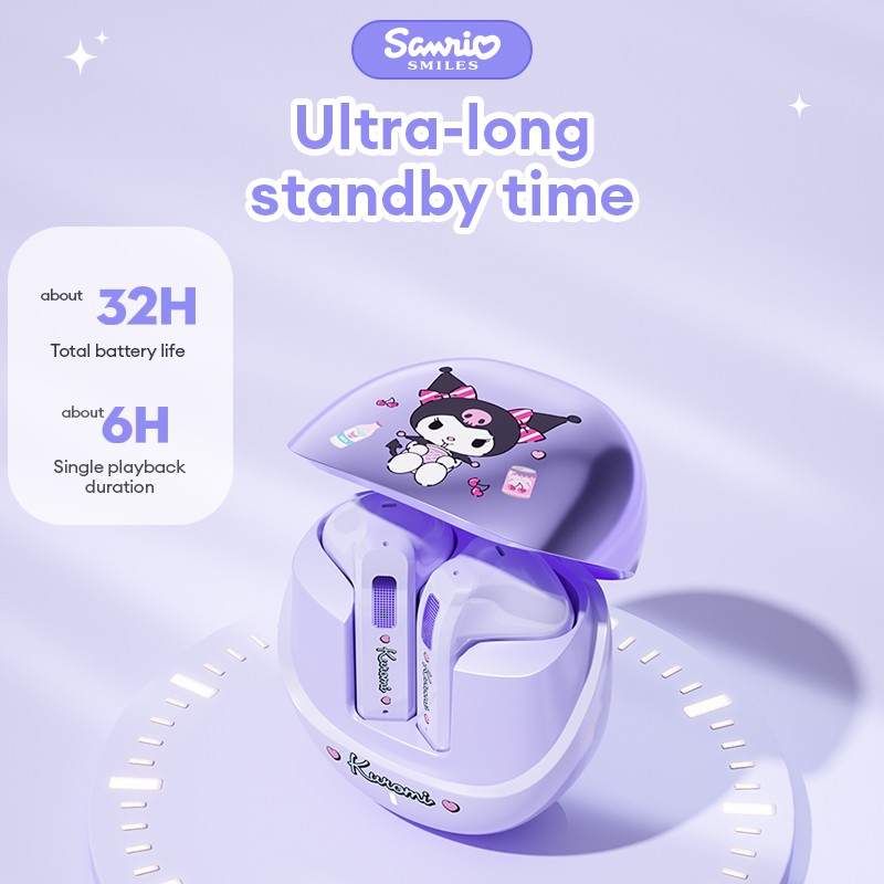 Miniso Sanrio BL02 Wireless Bluetooth 5.4 Earphones  Touch Control HD Call Earbuds with LED, Long Endurance Music Headphones, Cute Design