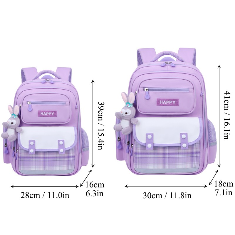 MINISO Disney LinaBell Student Bag  Kawaii StellaLou Waterproof Schoolbag with Cartoon Design, Large Capacity and Safety Reflectors Backpack