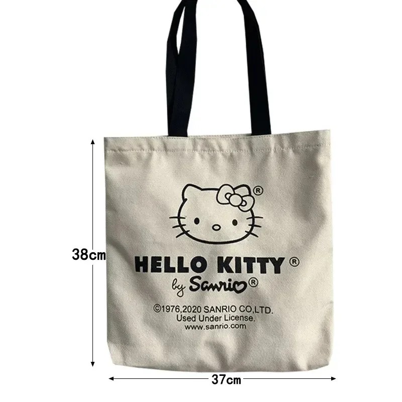 MINISO Disney Women Cute Hello Kitty Canvas Tote Bag  Femme Shopping Shoulder Bag, Travel Tote, Luxury Designer Handbag