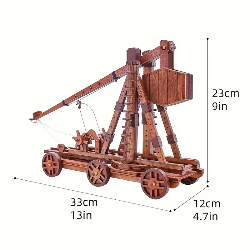 Medieval Siege Catapult Puzzle Toy: 3D Wooden Interactive Model