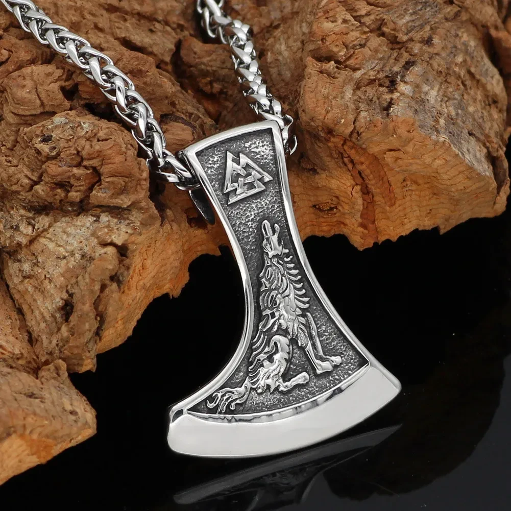 Stainless Steel Viking Aoding Trianglerow Celtic Wolf Titanium Steel Necklace