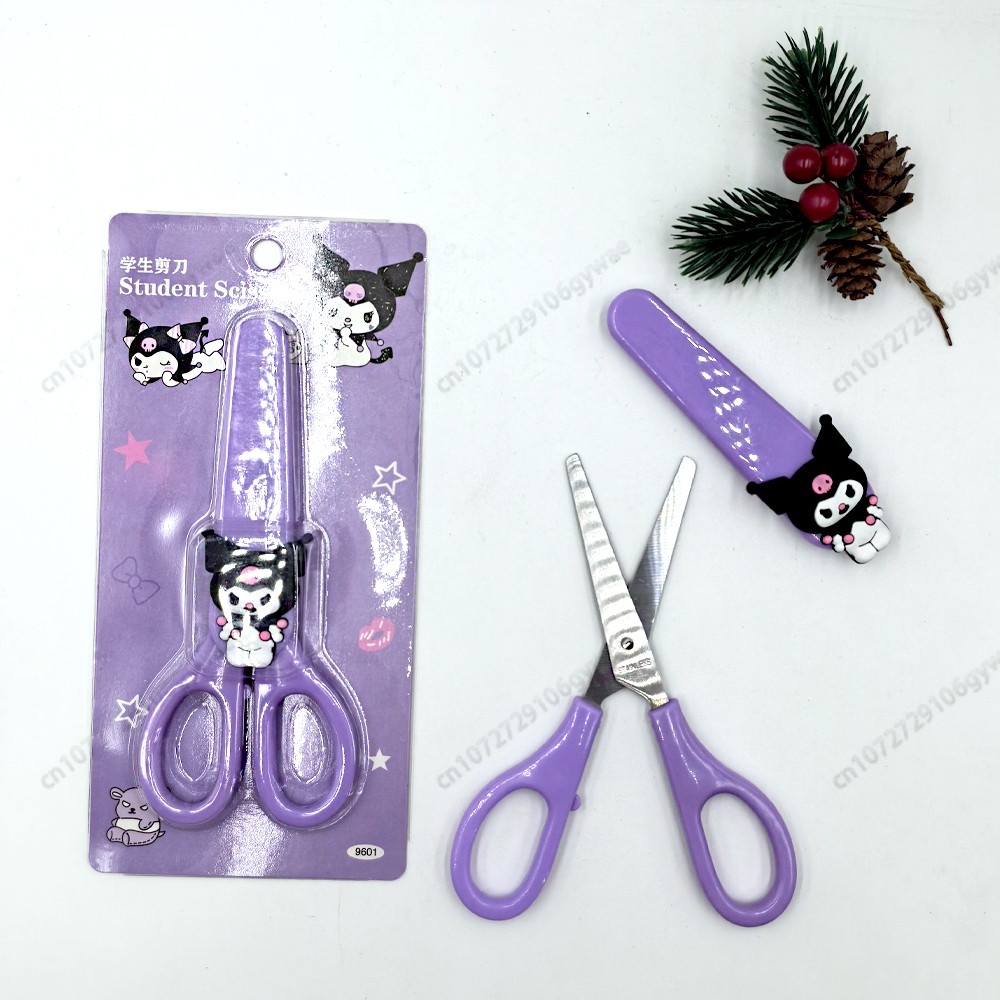 MINISO Cartoon Sanrio Kuromi Scissors  Cinnamoroll Melody Cute Kid Safety Shears for Stationery and Student Supplies