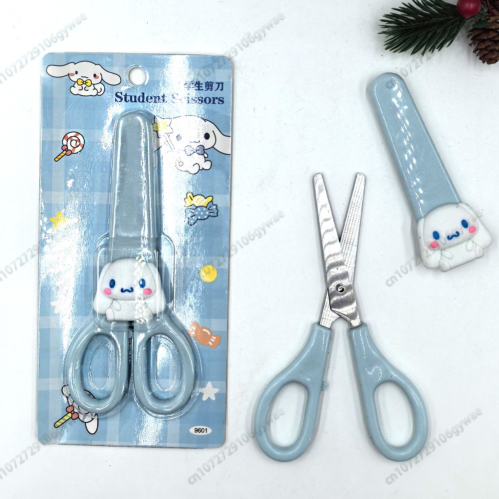 MINISO Cartoon Sanrio Kuromi Scissors  Cinnamoroll Melody Cute Kid Safety Shears for Stationery and Student Supplies