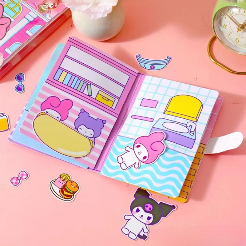 MINISO Sanrio Girl Quiet Book  Kuromi, Cinnamoroll, My Melody, and Pochacco DIY Material Children's Toys for Development and Hands-On Ability