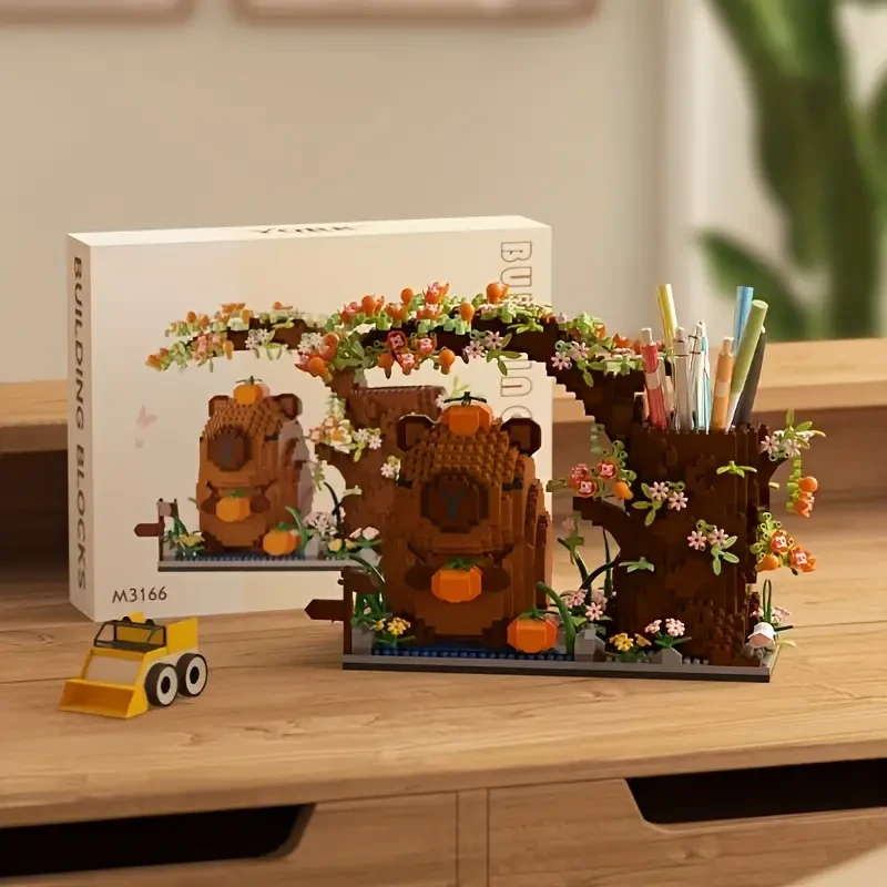 1880pcs Cute Capybara Building Block Pencil Holder