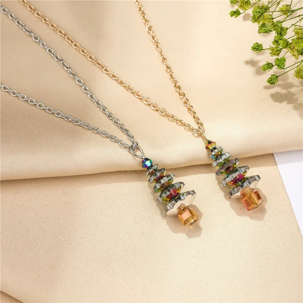 Temperament Crystal Christmas Tree Pendant Necklace