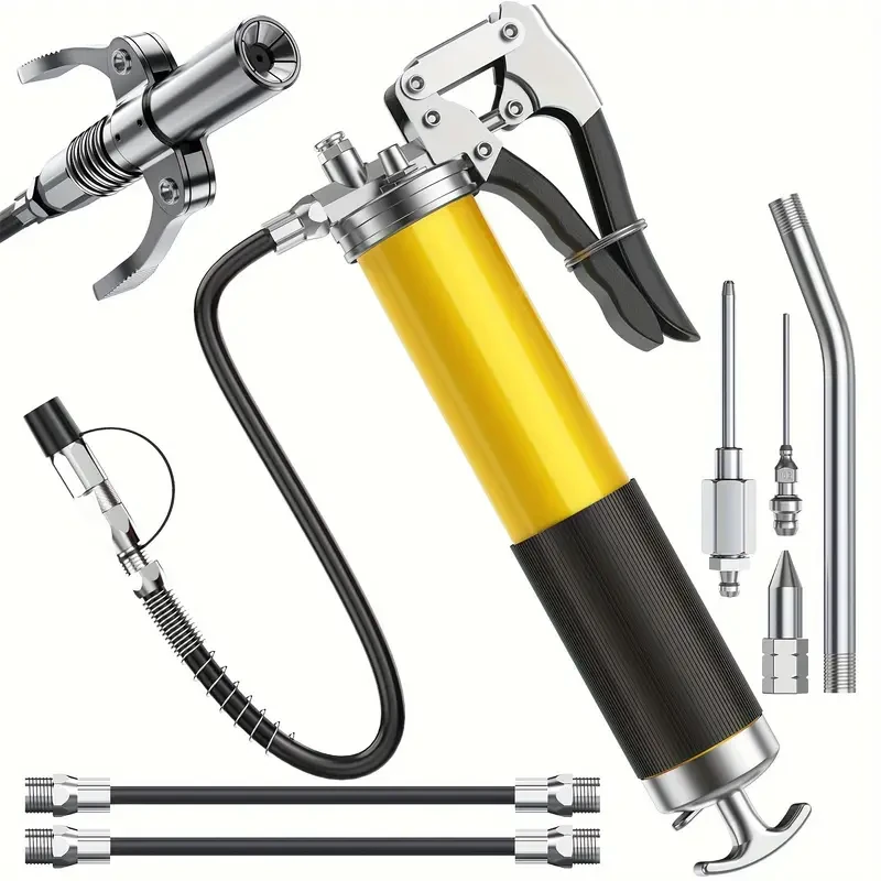 8000 PSI Heavy Duty Pistol Grip Oil Gun Kit With 14 Oz Load, 45.72 Cm Spring Deflection Hose