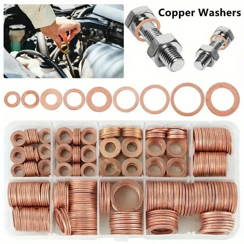 200pcs Copper Washer Gasket Set