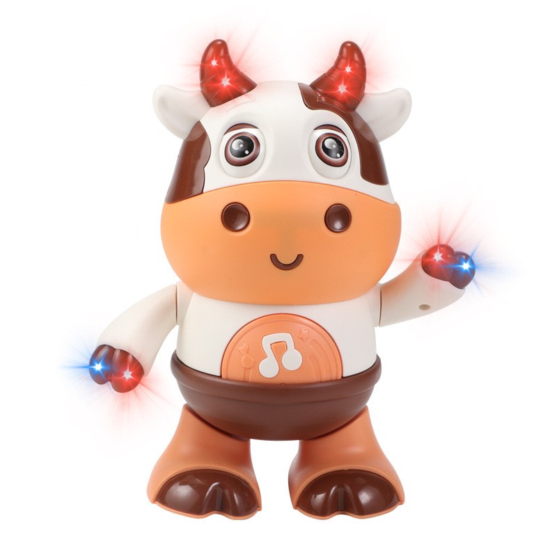 Baby Cartoon Cow Electronic Pet Toy - Dancing, Walking, Light and Music Interactive Educational Toy
