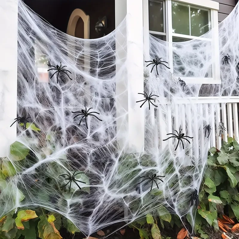 200 Soft Spider Webs Halloween Decorations Bonus With 10 Fake Spiders