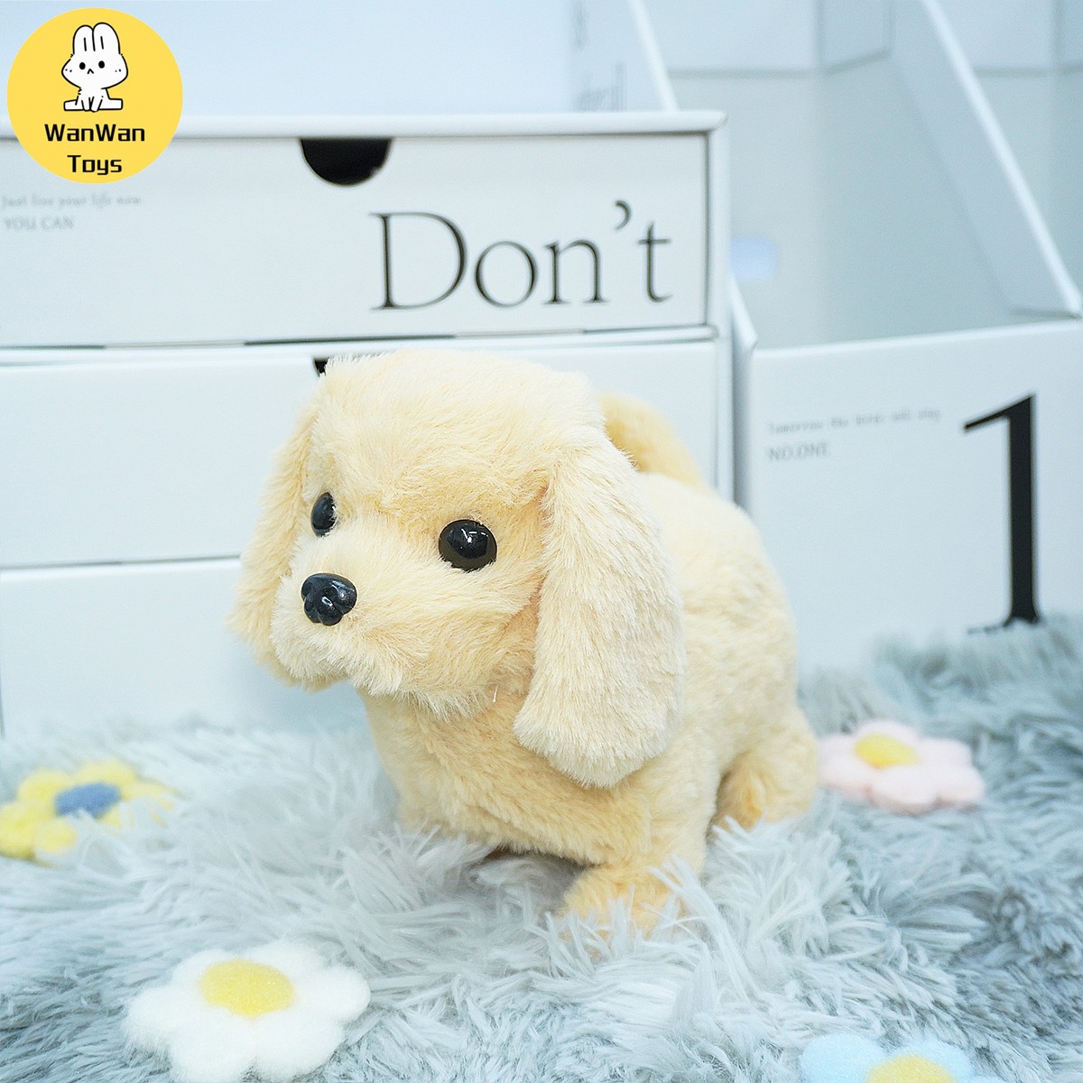 Cute Solid Color Big Dog Electric Pet Toy - Running, Barking, Nodding Companion for Kids