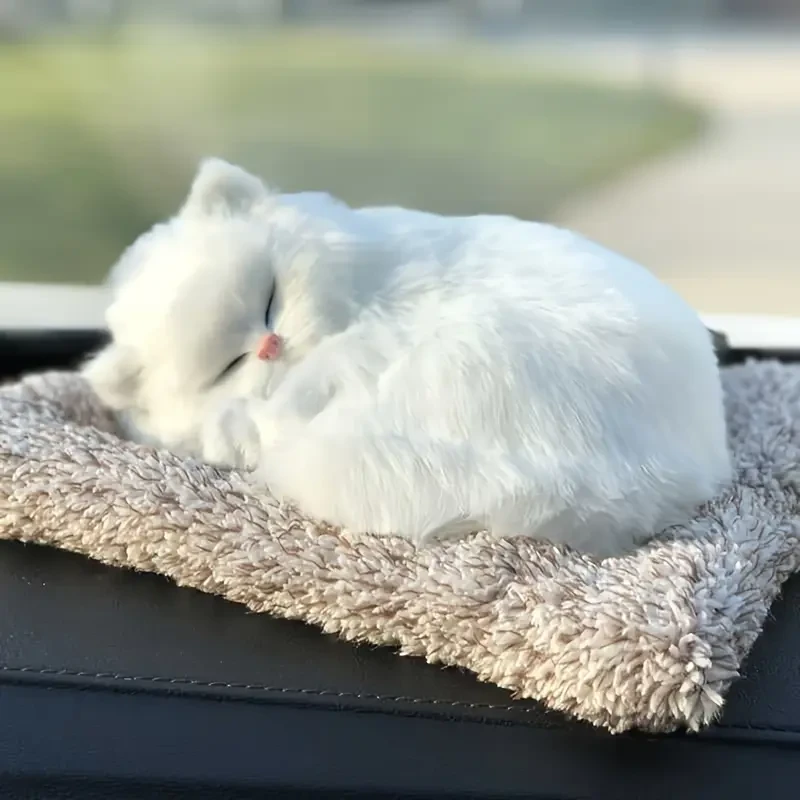 A Realistic And Adorable Sleeping Cat Figurine Made of Fluffy Material