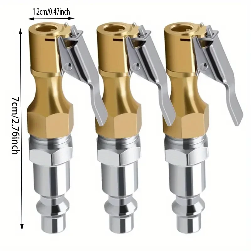 3-Piece Quick Connect Male Tire Valves with Reinforced Clamps for Fast Inflation