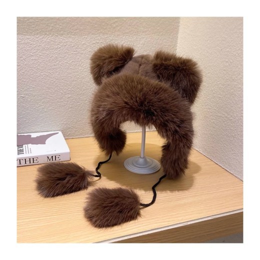 Cute Fluffy Warm Earflaps Cap Female Winter