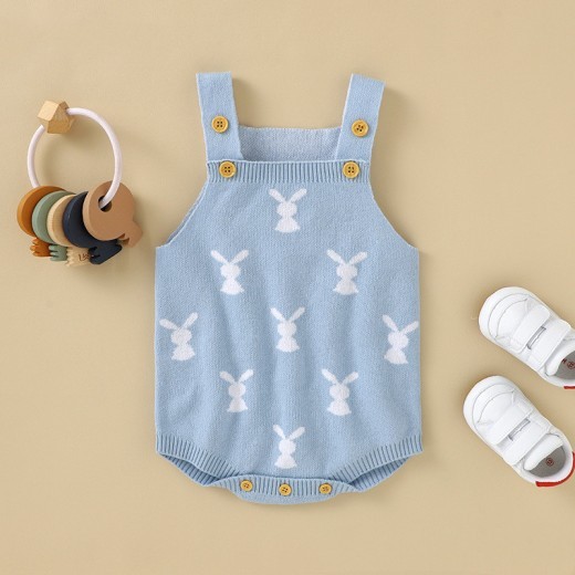 Cute Rabbit Jacquard Triangle Romper Suit