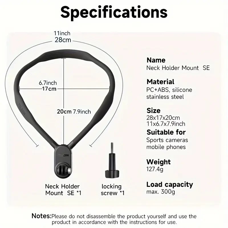 TELESIN Taixun Neck Hanging Bracket Suitable For Gopro12/11/10/9 Sports Camera Chest Fixed First Person Perspective